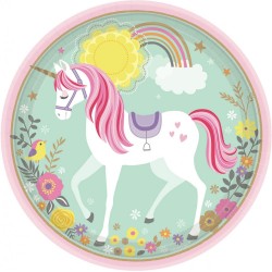 Ensemble d'assiettes magiques en carton Licorne 8 pièces 22,9 cm