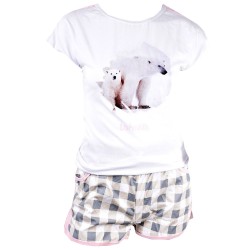 Ushuaia Grey  Women's Short Pajamas with Polar Bear Print S-XXL