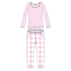 Pyjama femme Ushuaia à carreaux roses et ours polaire rose S-XXL