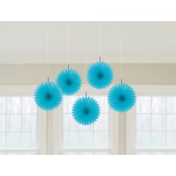 Lot de 5 mini décorations suspendues de couleur bleu caraïbe, bleu