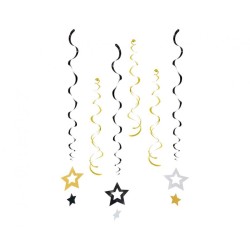 Star Glitter Stars, ribbon decoration set of 6