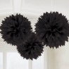 Colour Black Black hanging pom pom decoration set of 3