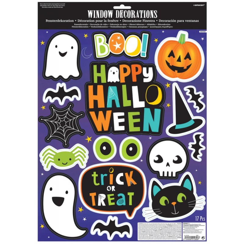 Lot de 17 autocollants pour fenêtre Halloween Friends