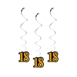 Happy Birthday B&C Happy Birthday 18 Ribbon Decoration Set of 3