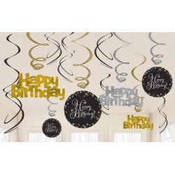 Happy Birthday Gold Happy Birthday Ribbon Decoration 12-piece Set