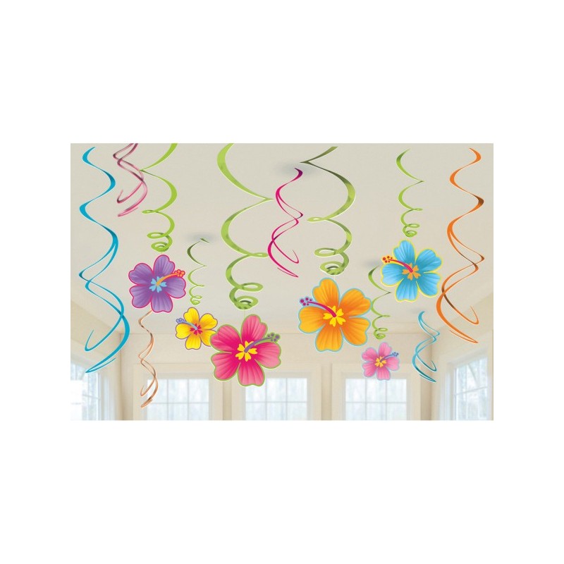 Summer Hawaiian Hawaiian Party Ribbon Decoration Set of 12