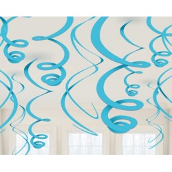 Colour Caribbean Blue ribbon decoration set of 12