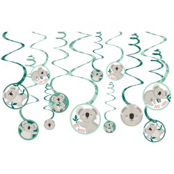 Koala Eucalyptus ribbon decoration set of 12