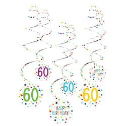 Happy Birthday Confetti Happy Birthday 60 Ribbon Decoration Set 6 pieces