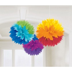 Colour Rainbow, hanging pom pom decoration 3 pcs