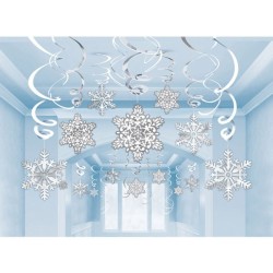 Ensemble de décorations de Noël en forme de flocon de neige et de ruban, 30 pièces