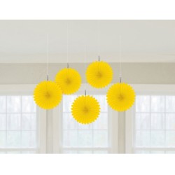 Colour Sunshine Yellow, Yellow Mini Hanging Decoration Set of 5