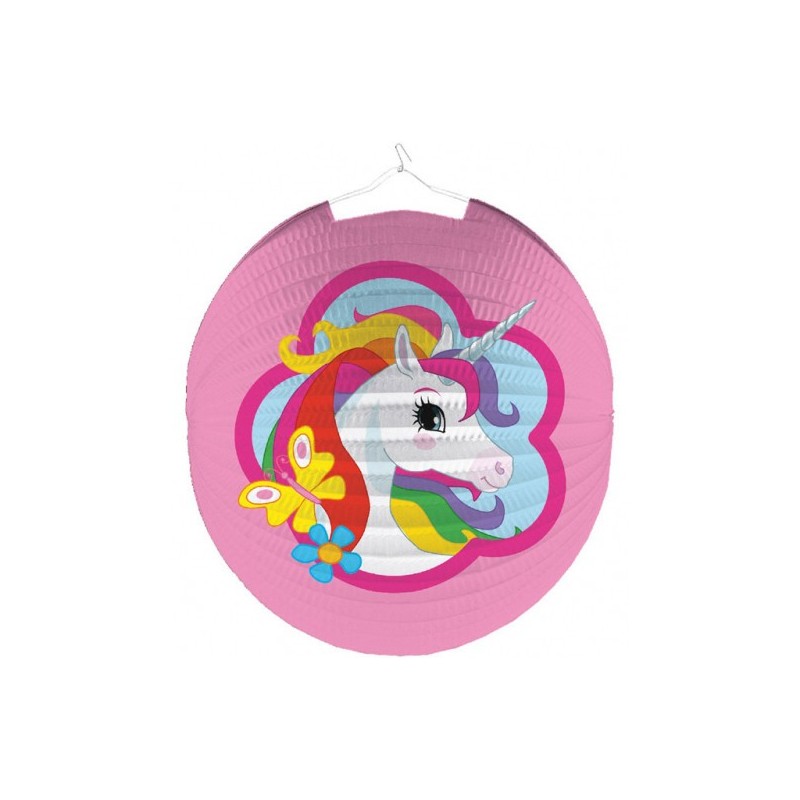 Lanterne Licorne Rose 25 cm