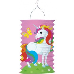 Lanterne Licorne Rose 28 cm