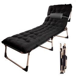 Lit de camping avec oreiller 193 cm noir
