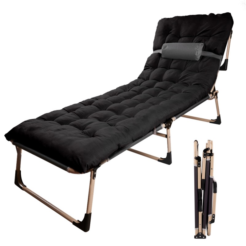 Lit de camping avec oreiller 193 cm noir
