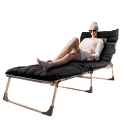 Lit de camping avec oreiller 193 cm noir
