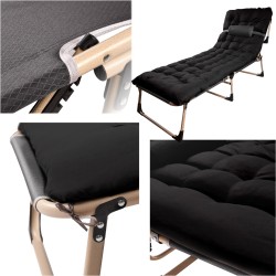 Lit de camping avec oreiller 193 cm noir
