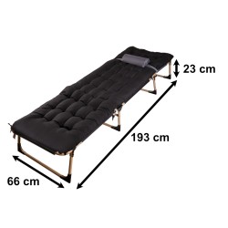 Lit de camping avec oreiller 193 cm noir
