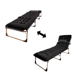Lit de camping avec oreiller 193 cm noir
