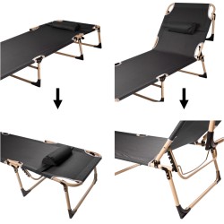 Lit de camping avec oreiller 193 cm noir
