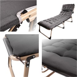 Lit de camping avec oreiller 193 cm gris foncé
