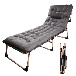 Lit de camping avec oreiller 193 cm gris foncé
