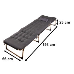 Lit de camping avec oreiller 193 cm gris foncé
