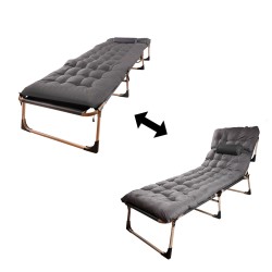 Lit de camping avec oreiller 193 cm gris foncé
