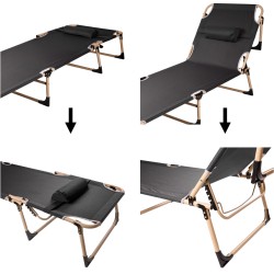 Lit de camping avec oreiller 193 cm gris foncé
