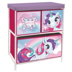 Unicorn Sparkle toy storage rack with 3 compartments 53x30x60 cm