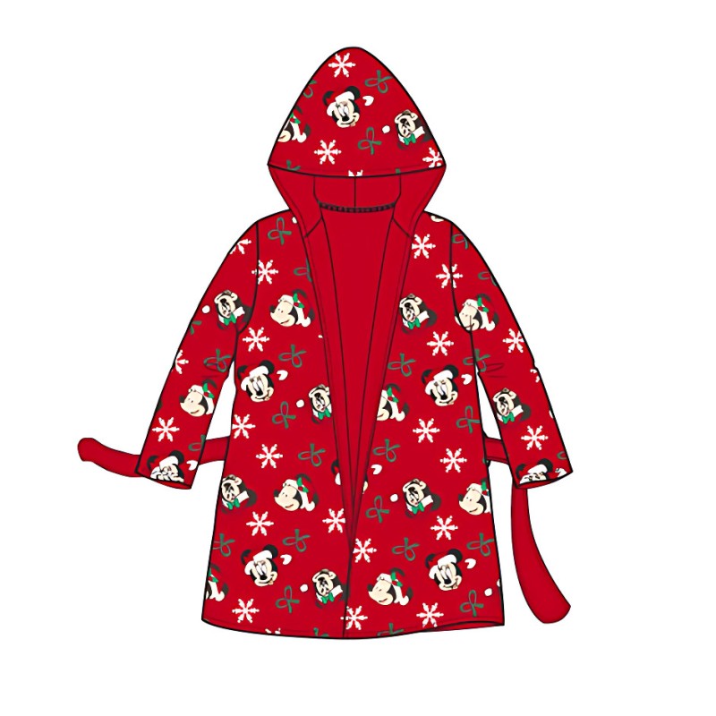 Disney Minnie  Red Snow Christmas Kids Bathrobe 3-8 years