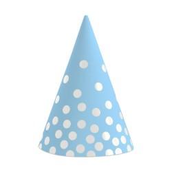 Colour Blue with Silver Dots, Blue party hat, 6 pcs