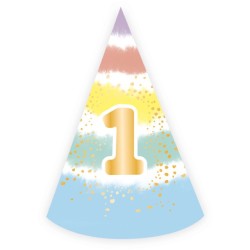 Baby Rainbow First Birthday Party Hat, Cone