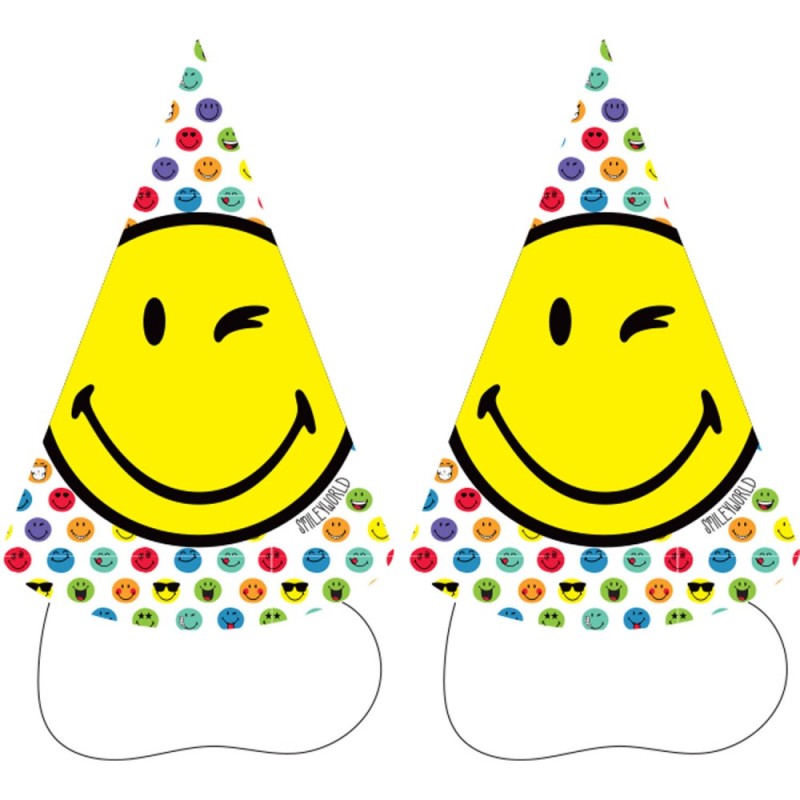 Emoji  Wink Party Hat, Bicorne 8 pcs