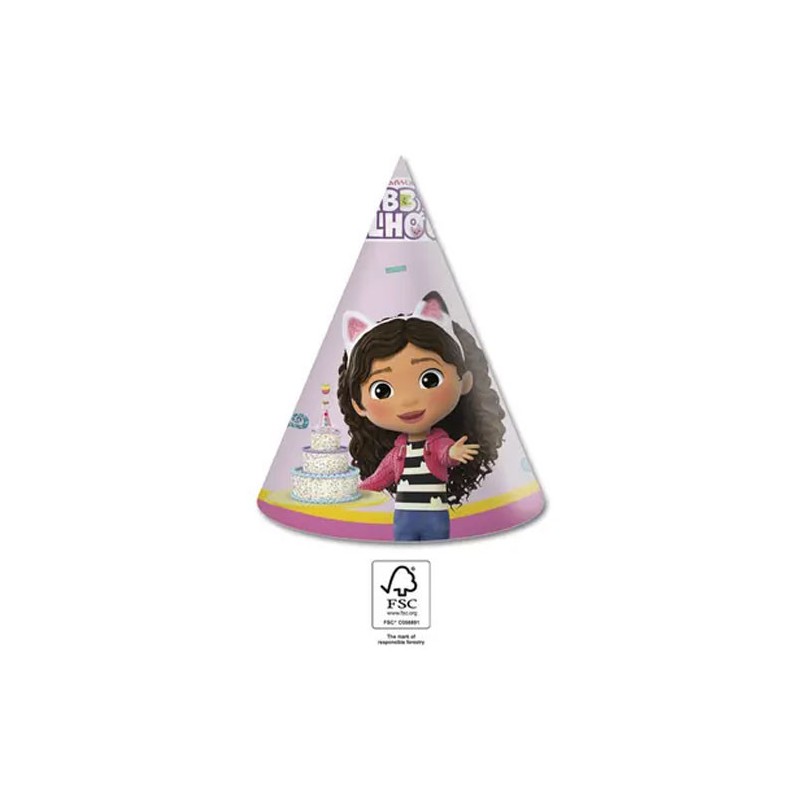 Gabby's Dollhouse Friends party hat, tricorn 6 pcs FSC