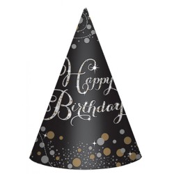 Happy Birthday Happy Birthday Gold Party Hat, 6 pcs