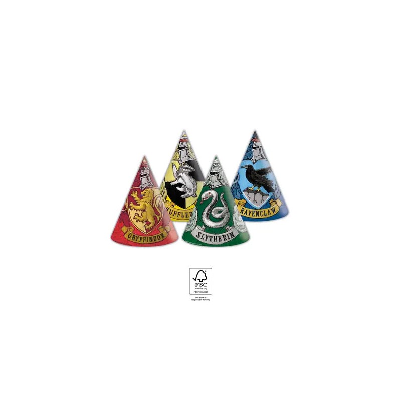 Harry Potter Hogwarts Houses Party Hat, Napoleon Hat 6 pcs FSC