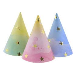 Colour Party Gold Stars, party hat, 6 pcs