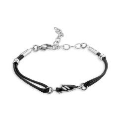 Bracelet de football Victoria Black en couleur argent