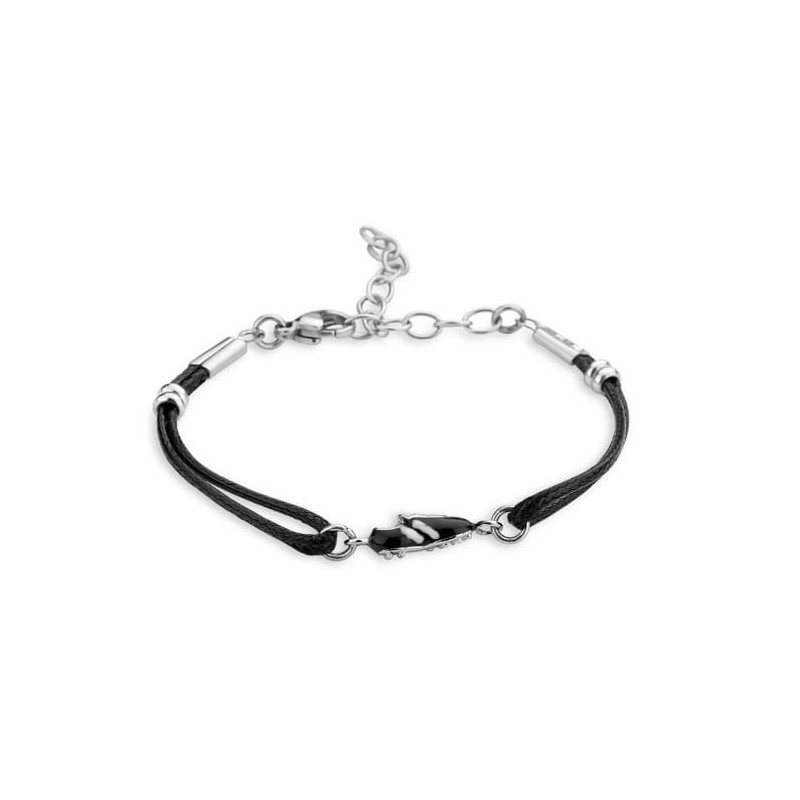 Bracelet de football Victoria Black en couleur argent