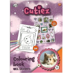 Livre de coloriage Animaux mignons avec autocollants 16 pages A5