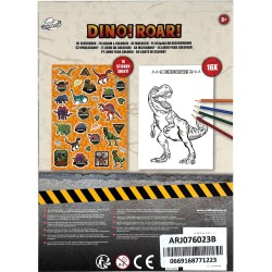 Livre de coloriage rugissant de dinosaure avec autocollants 16 pages A5