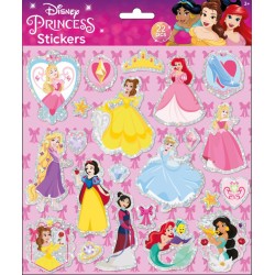 Autocollants en mousse gonflée Princesses Disney avec décoration argentée