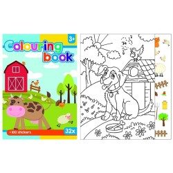 Farm  coloring book with stickers, 32 pages