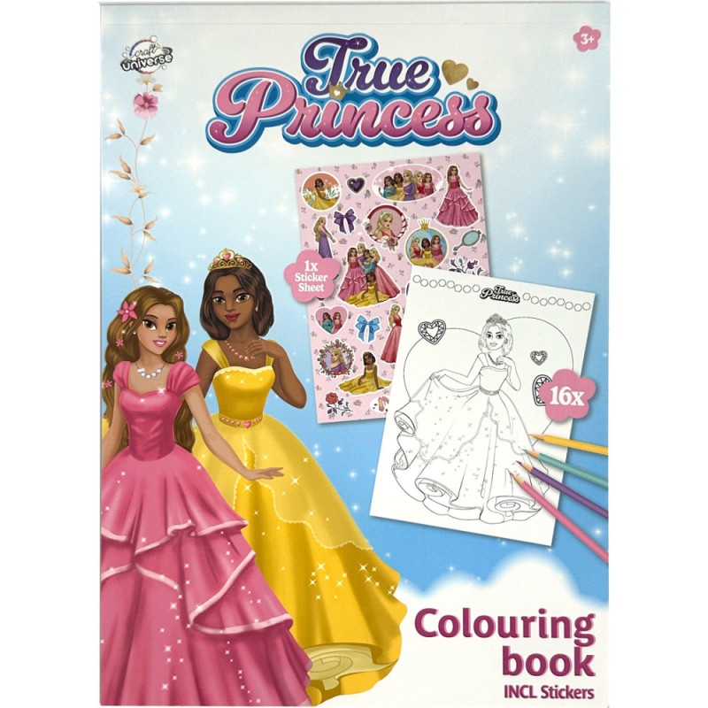 Livre de coloriage Princess True avec autocollants 16 pages