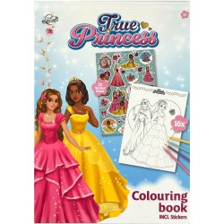 Livre de coloriage Disney Princess True Princesses avec autocollants 16 pages A5