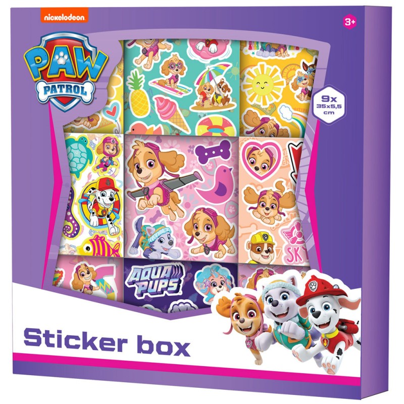 Paw Patrol Pink 9 sheets of stickers in a box