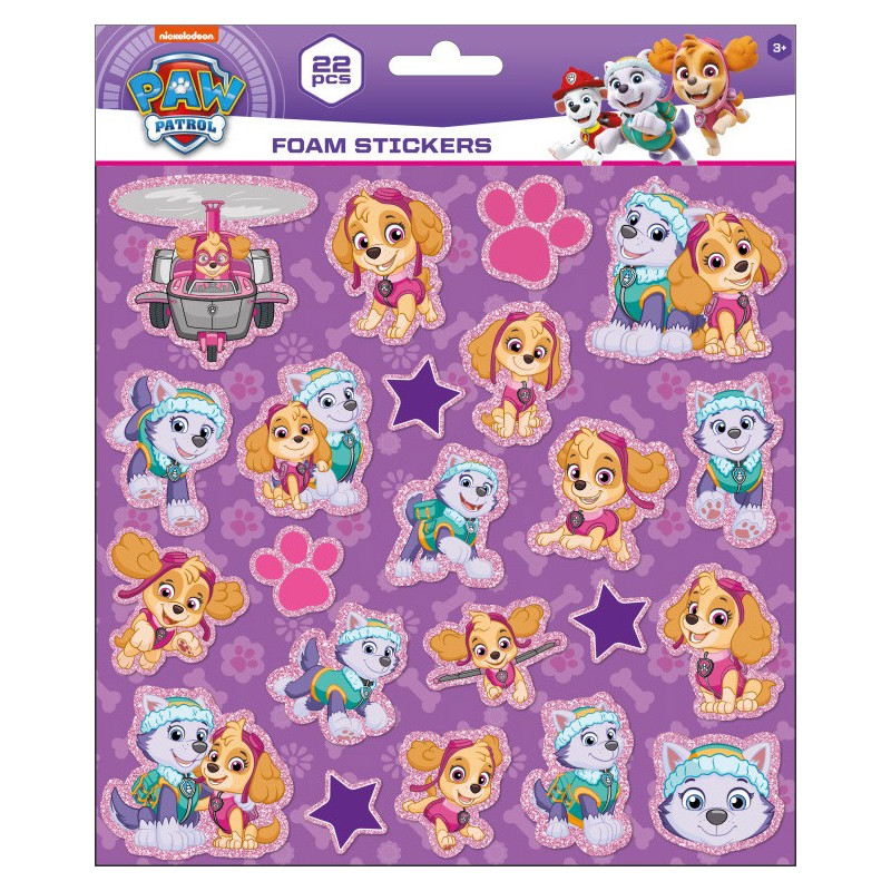 Paw Patrol puffy foam sticker with glitter decoration