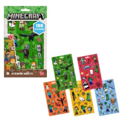 Lot de 5 feuilles d'autocollants Minecraft Boom